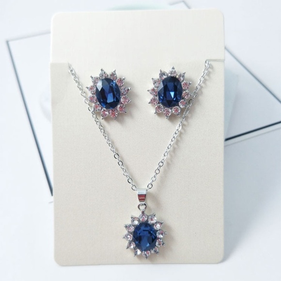 The Secret Pine Jewelry - **SHIRA* 3-Pc Silver x Blue Fashion Jewelry Set